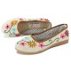 Chinese Style Flower Embroidered Flat Loafers Soft Sole Linen Slip-ons