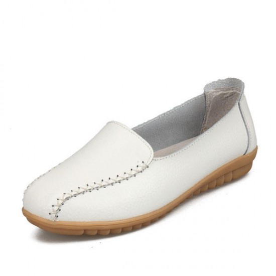 Women Loafers Shoes Casual Outdoor Slip On Leather Flats