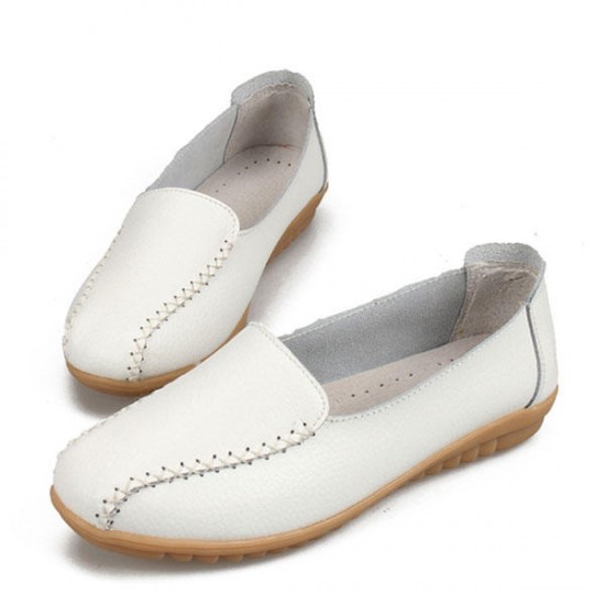 Women Loafers Shoes Casual Outdoor Slip On Leather Flats