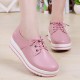Lace Up Platform Heels Sneakers Round Toe Soft Sole Shoes