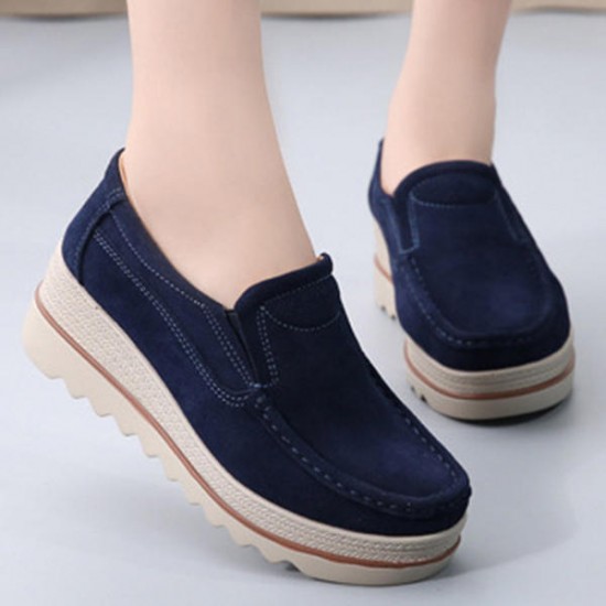 Suede Platforms Casual Comfy Fur Lining Round Toe Shoes