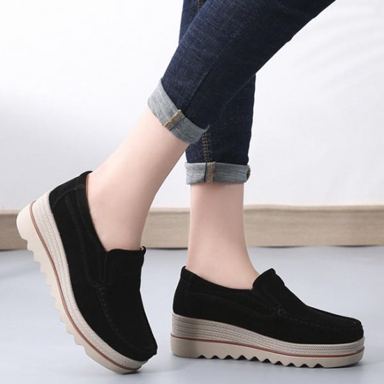 Suede Platforms Casual Comfy Fur Lining Round Toe Shoes