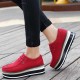 Women Flats Suede Lace Up Platforms Thick Heel Casual Shoes