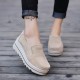 Women Platforms Slip On Casual Suede Comfy Thick Heel Shoes