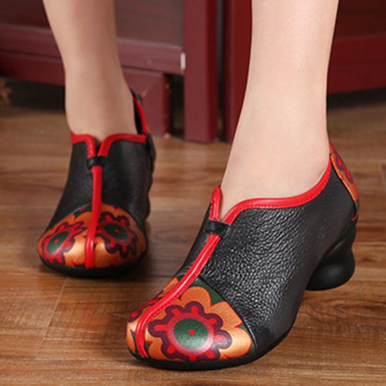 Retro Folkways Genuine Leather Casual Pumps