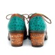 SOCOFY Bohemian Jacquard Splicing Color Match Mid Heel Shoe Leather Pumps