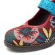 SOCOFY Floral Jacquard Splicing Leather Shoe Pattern Hook Loop Pumps