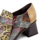 SOCOFY Floral Pattern Buckle Zipper Genuine Leather Pumps SOCOFY Floral Pattern Buckle Zipper Genuine Leather Pumps