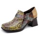 SOCOFY Floral Pattern Buckle Zipper Genuine Leather Pumps SOCOFY Floral Pattern Buckle Zipper Genuine Leather Pumps