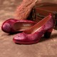 SOCOFY Genuine Leather Handmade Flowers Pattern Soft Pumps