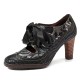 SOCOFY Genuine Leather Serpentine Hollow Out Lace Up Pumps
