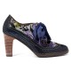 SOCOFY Genuine Leather Serpentine Hollow Out Lace Up Pumps