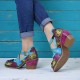 SOCOFY Handmade Floral Cross Tied Genuine Leather Pumps