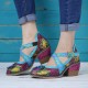 SOCOFY Handmade Floral Cross Tied Genuine Leather Pumps