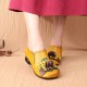 SOCOFY Retro Spilicing Pattern Low Heel Leather Shoes