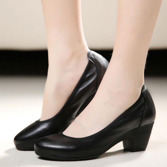 SOCOFY Soft Comfortable Casual Leather Pumps