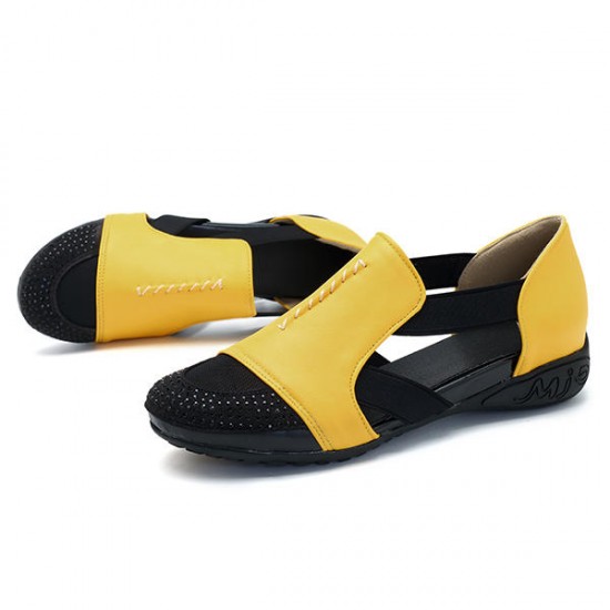 Beaded Breathable Elastic Soft Sole Leather Sandals