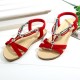 Beaded Roman Style Elastic Beach Flat Sandals