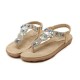 Bohemia Bead Rhinestone Elastic Beach Flat Sandals Peep Toe Flip Flops