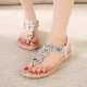 Bohemia Bead Rhinestone Elastic Beach Flat Sandals Peep Toe Flip Flops