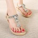 Bohemia Bead Rhinestone Elastic Beach Flat Sandals Peep Toe Flip Flops