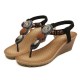 Bohemia Bead Wedge Beach Sandals Slip On Flip Flops Elastic Peep Toe Wedges