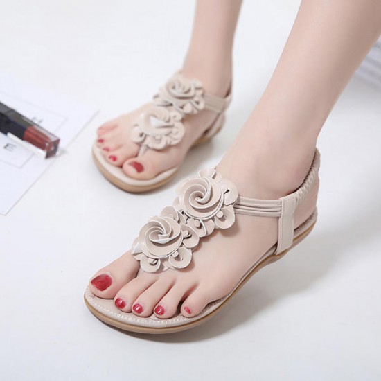 Bohemia Clip Toe Elastic Casual Flat Sandals