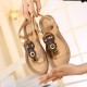 Bohemia Rhinestone Bead Beach Sandals Elastic Slip On Flat Sandals