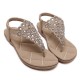 Bohemia Rhinestones Clip Toe Elastic Flat Sandals