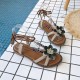 Bohemian Beach Shoe Summer Lace Up Flower Comfy Flat Sandals