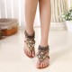 Bohemian Bead Chain Metal Pu Retro Clip Toe Zipper Flat Beach Outdoor Comfortable Ankle Sandals