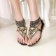 Bohemian Bead Chain Metal Pu Retro Clip Toe Zipper Flat Beach Outdoor Comfortable Ankle Sandals