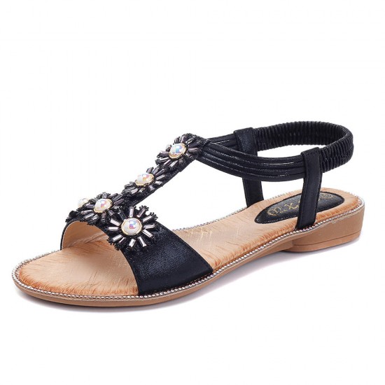 Bohemian Flowers T Strap Casual Comfortable Sandals