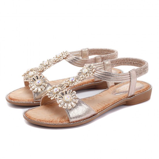 Bohemian Flowers T Strap Casual Comfortable Sandals