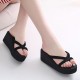 Large Size Pure Color Wedge Platform Sandals Casual Beach Slippers