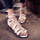 Womens Ring Toe Thong Strappy Cut Out Gladiators Flat Hollow Sandals Buckle Lace Up Shoes