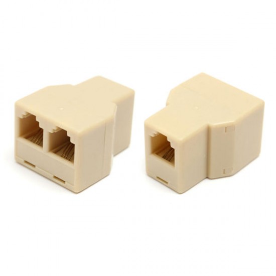 1 to 2 Female RJ11 Telephone Phone Jack Line Y Splitter Adapter Connector