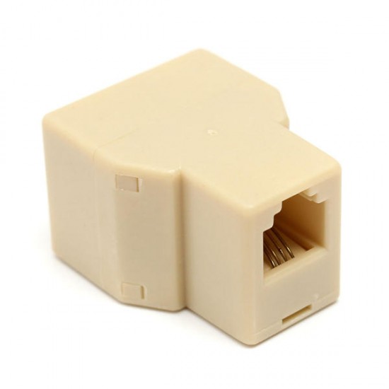 1 to 2 Female RJ11 Telephone Phone Jack Line Y Splitter Adapter Connector