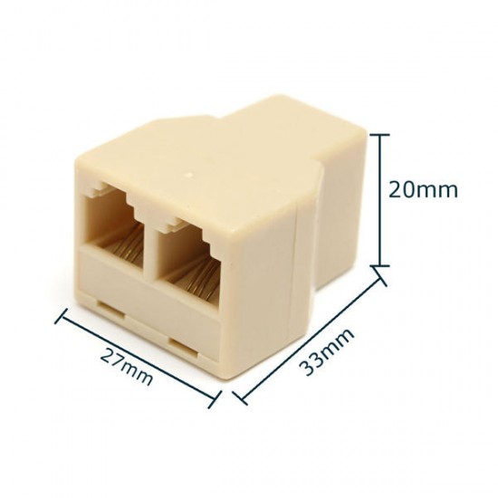 1 to 2 Female RJ11 Telephone Phone Jack Line Y Splitter Adapter Connector