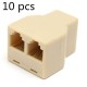 10 pcs 1 to 2 Female RJ11 Telephone Phone Jack Line Y Splitter Adapter Connector