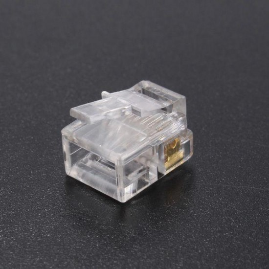 50PCS RJ12 Modular Cable Head Plug Ethernet Plated Network Connector