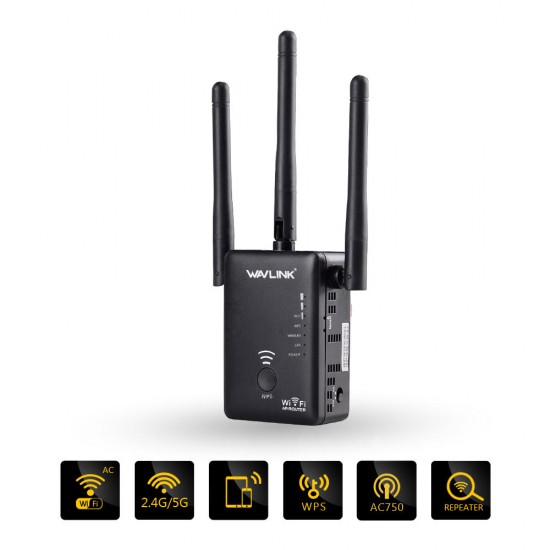 Wavlink 750Mbps 5GHz 2.4GHz Wireless Wifi Extender Repeater Router With 3 External Antennas