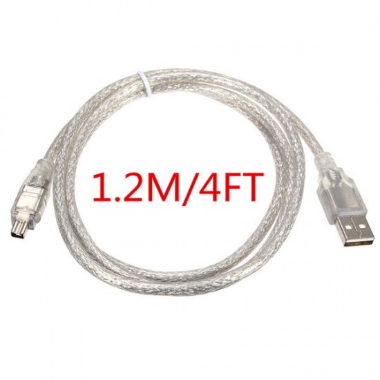 1.2M 4FT High Speed USB 2.0 Male to 4 Pin IEEE 1394 Cable Lead Extension Adapter Converter