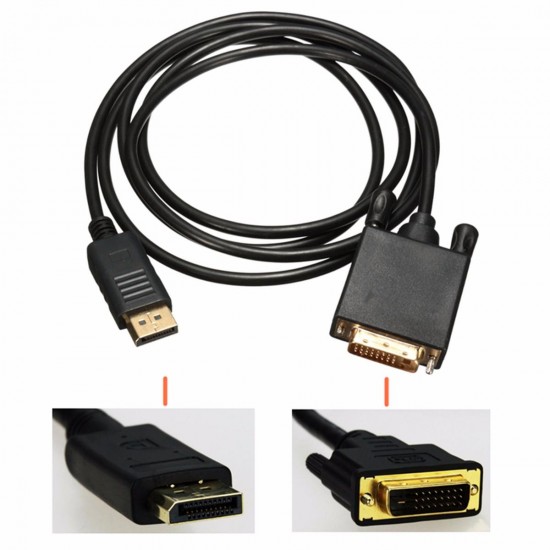 1.8M Display Port to 24 + 1 pin DVI Male Video Adapter Cable