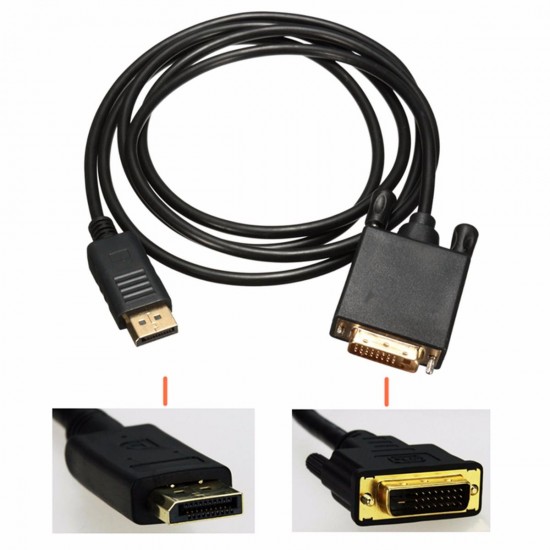 1.8M Display Port to 24 + 1 pin DVI Male Video Adapter Cable 1.8M Display Port to 24 + 1 pin DVI Male Video Adapter Cable
