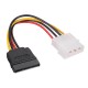 1x SATA 15 Pin Female to Molex IDE 4 Pin Male Power Cable