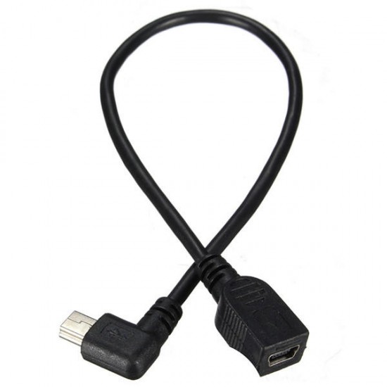 24cm 90° Mini USB Male To Mini USB Female Extension Cable