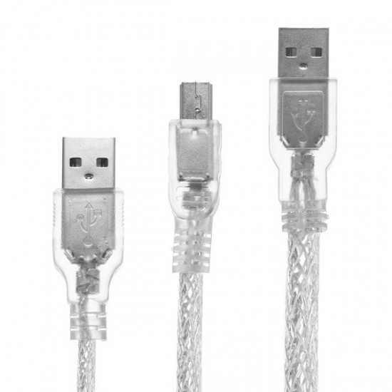 Dual USB 2.0 A Male to Mini 5pin B Male Data Power Cable for 2.5 HDD Hard Drive