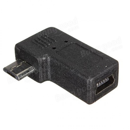USB 2.0 5P Micro Male To Mini Female Right Angle Adapter Connector