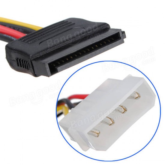 4 Pin IDE Molex to 15 Pin Serial ATA SATA Power Adapter Cable